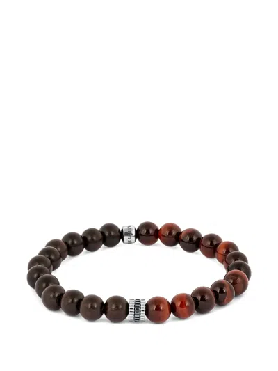 Tateossian Gear Trio Beaded Tiger-eye Bracelet In Brown