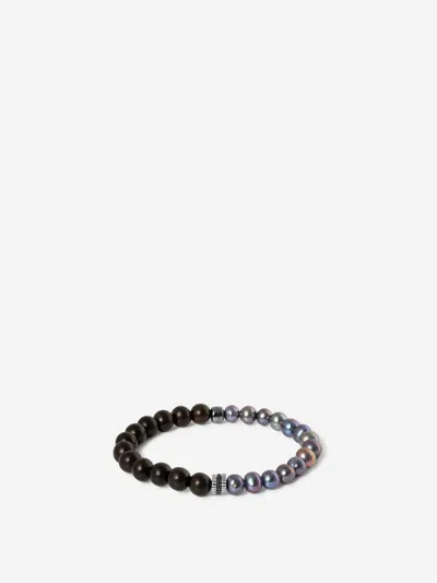 Tateossian Beaded Pearl Bracelet In Black