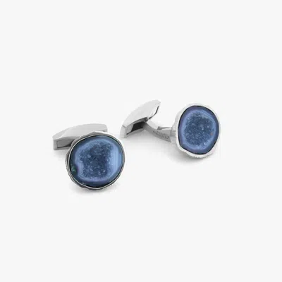 Tateossian Geode Cufflinks In Black Rhodium Plated Silver