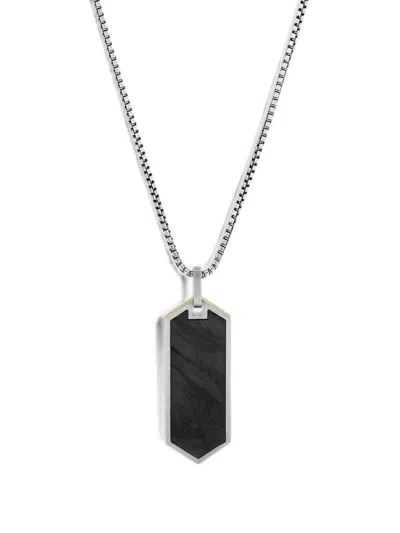 Tateossian Geometric-pendant Box-chain Necklace In Black