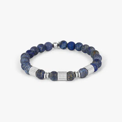 Tateossian Giza Tubo Semi-precious Bracelet In Rhodium Plated Sterling Silver With Lapis - M In Blue