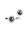Tateossian Sterling Silver And Lapis Lazuli Globe Cufflinks In White
