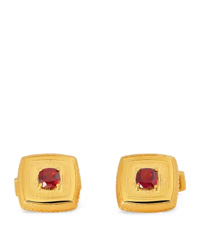 Tateossian Gold-plated And Garnet Graffiato Cufflinks