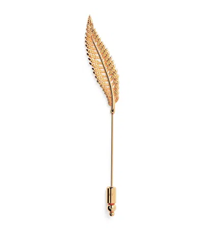 Tateossian Gold-plated Metal Fern Lapel Pin