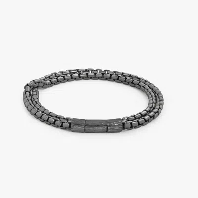 Tateossian Graffiato Catena Box Chain Bracelet In Black Ruthenium Silver - L