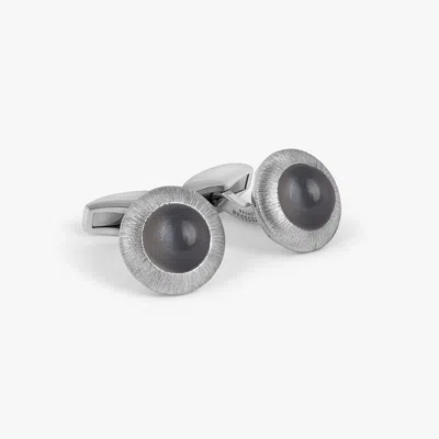 Tateossian Graffiato Moonstone Cufflinks In Rhodium Plated Silver In Grey