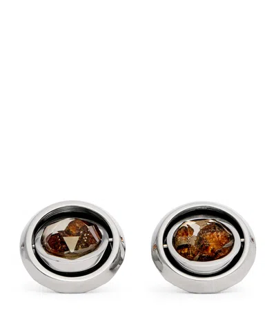 Tateossian Graffiato Stony-iron Meteorite Cufflinks In Brown