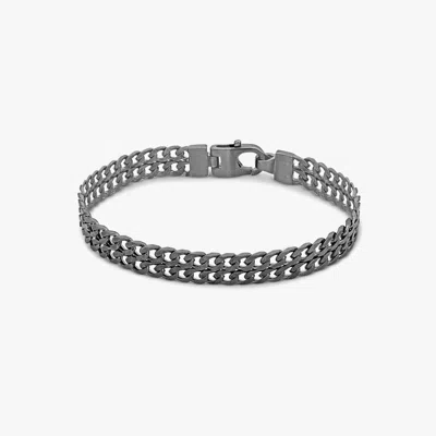 Tateossian Grumette Silm Bracelet In Oxidised Sterling Silver - S