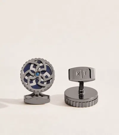 Tateossian Gunmetal And Palladium Trinity Cufflinks In Blue