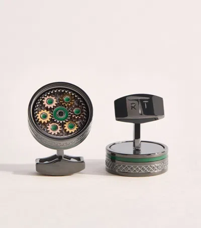 Tateossian Gunmetal Septa Gear Cufflinks In Green