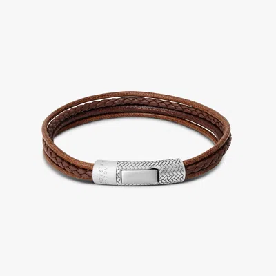Tateossian Herringbone Click Multi Strand Bracelet In Brown - L