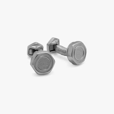 Tateossian Hex Nut And Bolt Cufflinks In Black Ruthenium Plated Sterling Silver
