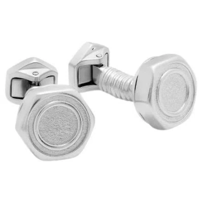 Pre-owned Tateossian Hex Nut And Bolt Cufflinks In Sterling Silver In Multi