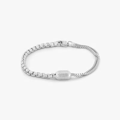 Tateossian Hexade Box Chain Bracelet In Rhodium Plated Silver - M