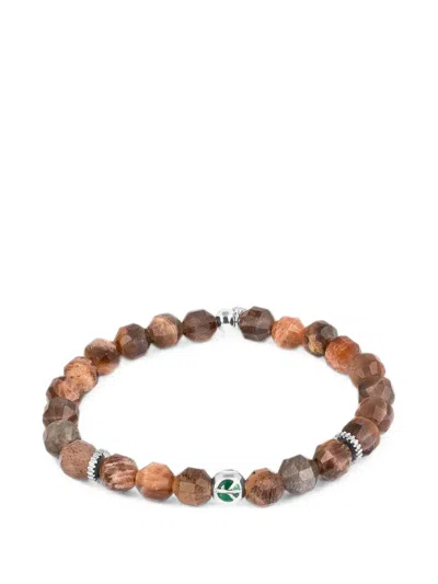 Tateossian Hexade Peace Eye Beaded Logo-charm Bracelet In Brown