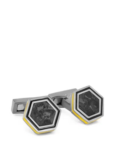 Tateossian Hexagon-frame Carbon-fibre Cufflinks In Gray