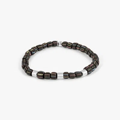 Tateossian Java Stripes Bracelet In Black Java Glass With Sterling Silver - M
