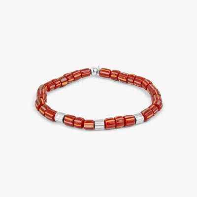 Tateossian Java Stripes Bracelet In Red Java Glass With Sterling Silver - M