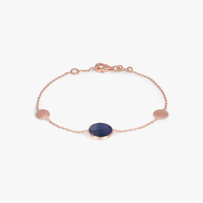 Tateossian Kensington Bracelet In 14k Satin Rose Gold With Sapphire