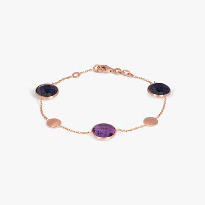 Tateossian Kensington Bracelet In 14k Satin Rose Gold With Sapphire And Amethyst