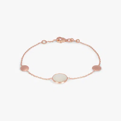 Tateossian Kensington Bracelet In 14k Satin Rose Gold With White Mop