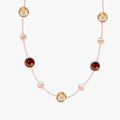 Tateossian Kensington Double Stone Necklace In 14k Satin Rose Gold With Garnet And Citrine