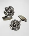 Tateossian Knot Round Cuff Links, Rhodium In Silver
