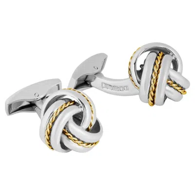 Pre-owned Tateossian Knot Twisted Royal Cable Cufflinks In Silver And 18k Yellow Gold