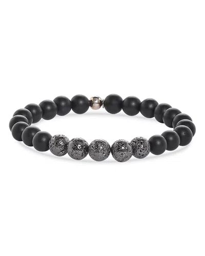 Tateossian Lava & Crystal Beaded Bracelet In Black