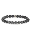 Tateossian Lava & Crystal Beaded Bracelet In Gray