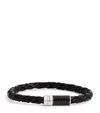Tateossian Leather Carbon Pop Braided Bracelet In Black