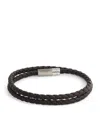 Tateossian Leather Double-wrap Braided Bracelet In Brown