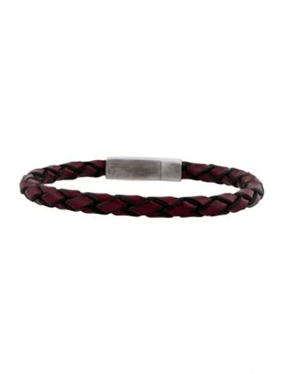 Pre-owned Tateossian Leather Herringbone Click Pelle Bracelet In Multi