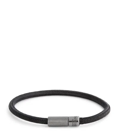Tateossian Leather Single-wrap Braided Bracelet In Black