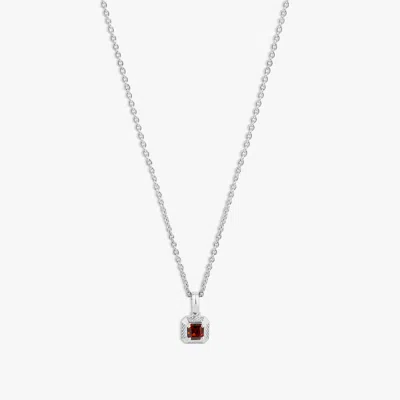Tateossian London Garnet Birthstone Necklace In Rhodium Plated Sterling Silver In Red