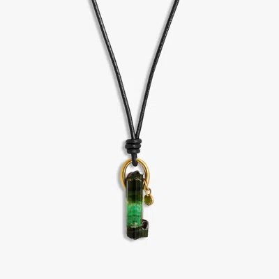 Tateossian London Green Tourmaline & 18ct Yellow Gold Rare Stones Necklace