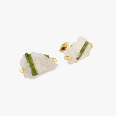 Tateossian London Green Tourmaline In Quartz & Yellow Gold Cufflinks - Limited Edition