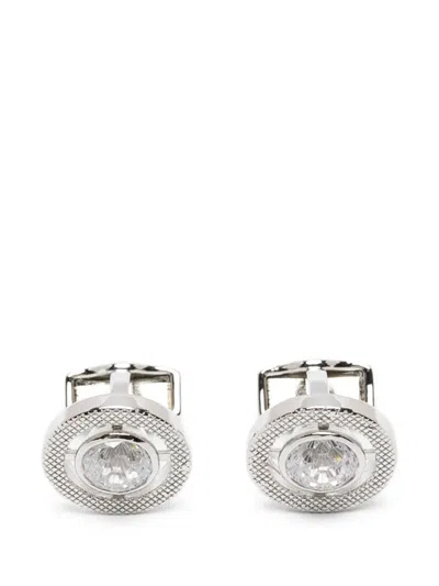Tateossian London "halo Round Cz" Cufflinks In Silver