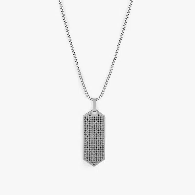Tateossian London Lamborghini Hex Necklace In Titanium With Black Diamonds
