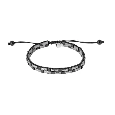 Tateossian London Men's Black / Grey Thompson Mini Pyramid Bracelet With Hematite In Multi