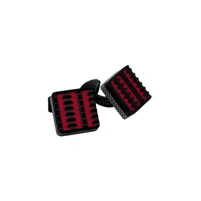 Tateossian London Men's Black / Red Jagged Elements Cufflinks In Red With Black Ip Plated & Stainless Steel In Black/red
