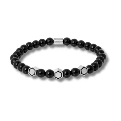 Tateossian London Men's Black / Silver Automobili Lamborghini Hex Semi Precious In Black With Sterling Silver