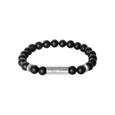 Tateossian London Men's Black / Silver Pop Mobius Beaded Bracelet In Black Agate