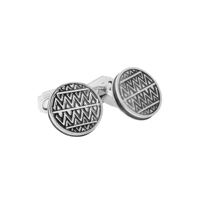 Tateossian London Men's Black / Silver Thompson Cairo Cufflinks With Grey Enamel In Black/silver