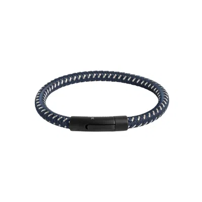 Tateossian London Men's Blue / Black Thompson Steel Fusion Bracelet In Blue In Blue/black