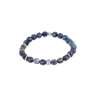 Tateossian London Men's Blue Hexade Evil Eye Bracelet In Rhodium Plated Sterling Silver With Sodalite