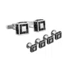 Tateossian London Men's Silver / Black Cube Shaped Cufflink Stud Set With Swarovski Elements In Silver/black