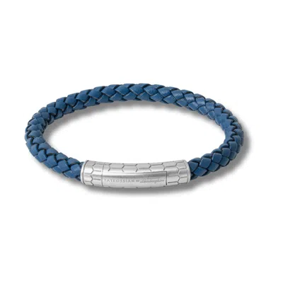 Tateossian London Men's Silver / Blue Automobili Lamborghini Hex Click Pelle Bracelet In Blue In Green