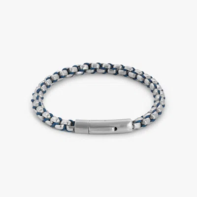 Tateossian London Men's Silver / Blue Thompson Box Chain Bracelet In Blue In Silver/blue
