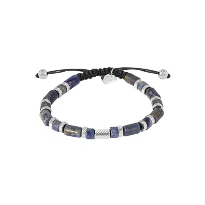 Tateossian London Men's Silver / Blue Thompson Sodalite Twist Beaded Bracelet In Multi